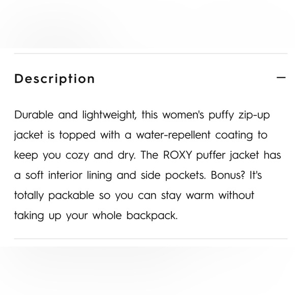 NWT Roxy Coast Road Puffy Zip Up Jacket - Picture 13 of 14